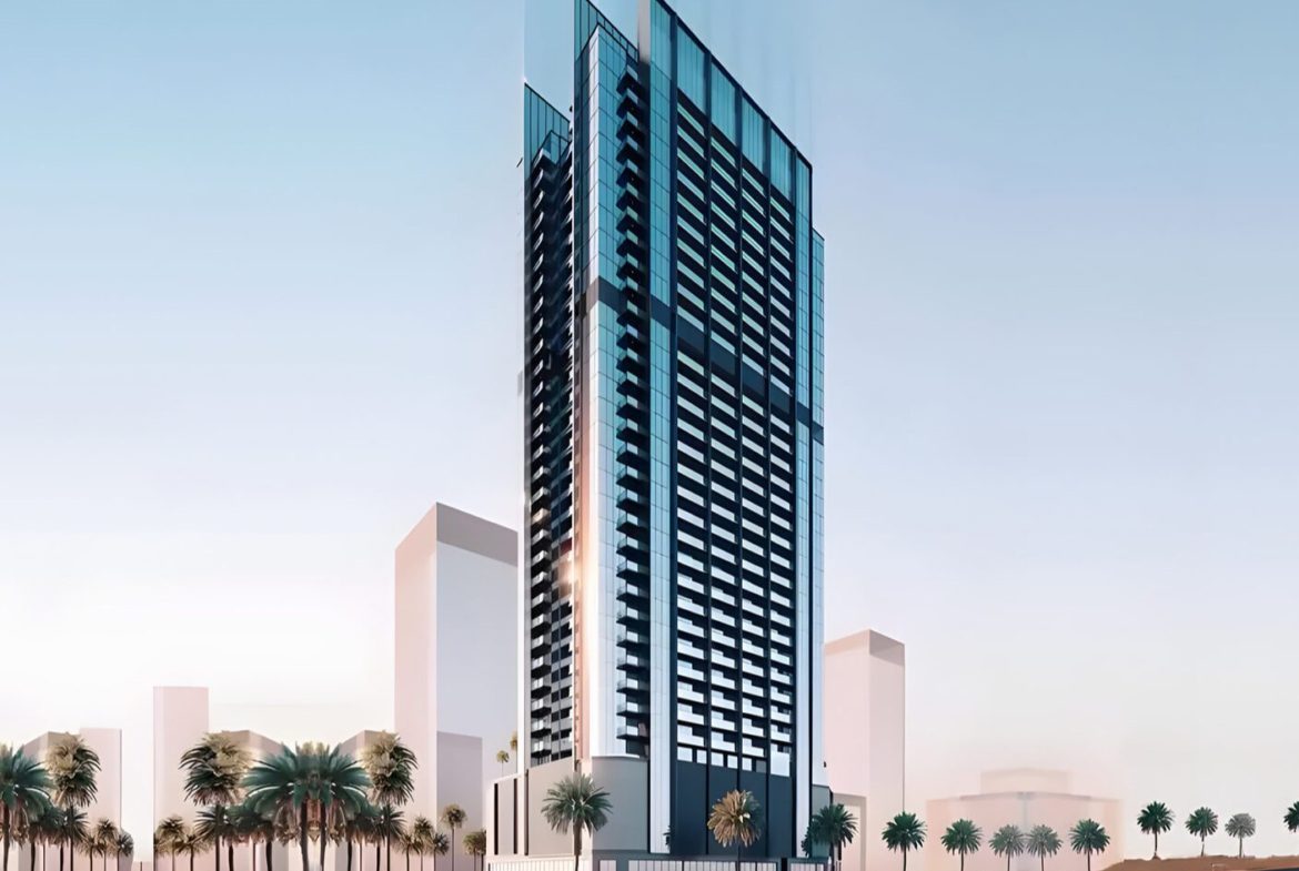 Exterior view of the Jade Tower building with glass façade in a cityscape setting