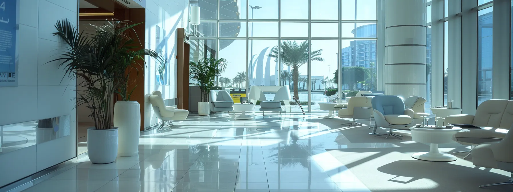 a futuristic hospital in dubai equipped with state-of-the-art technology and personalized care services.